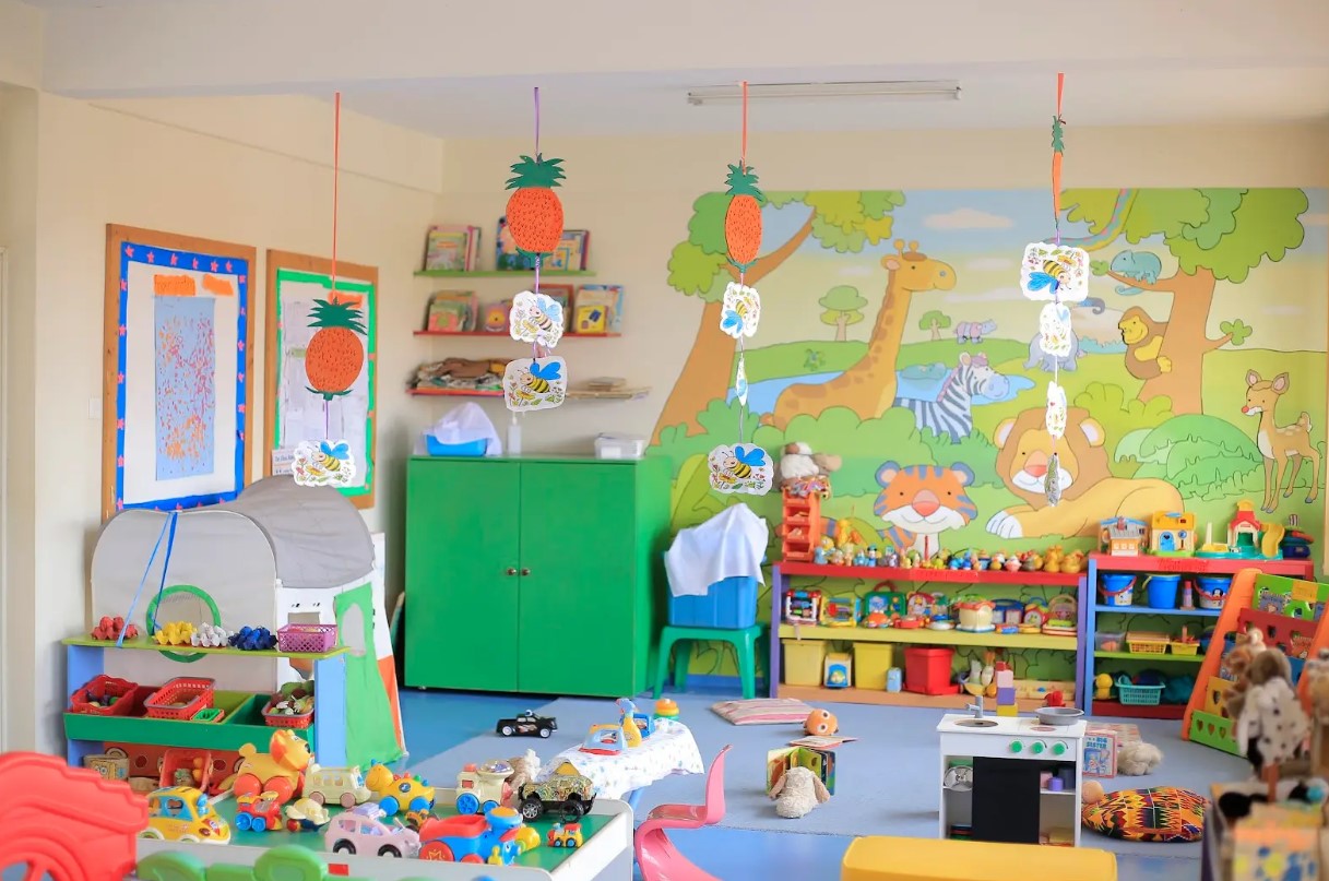 Colourful Kissyfur classroom with wall displays